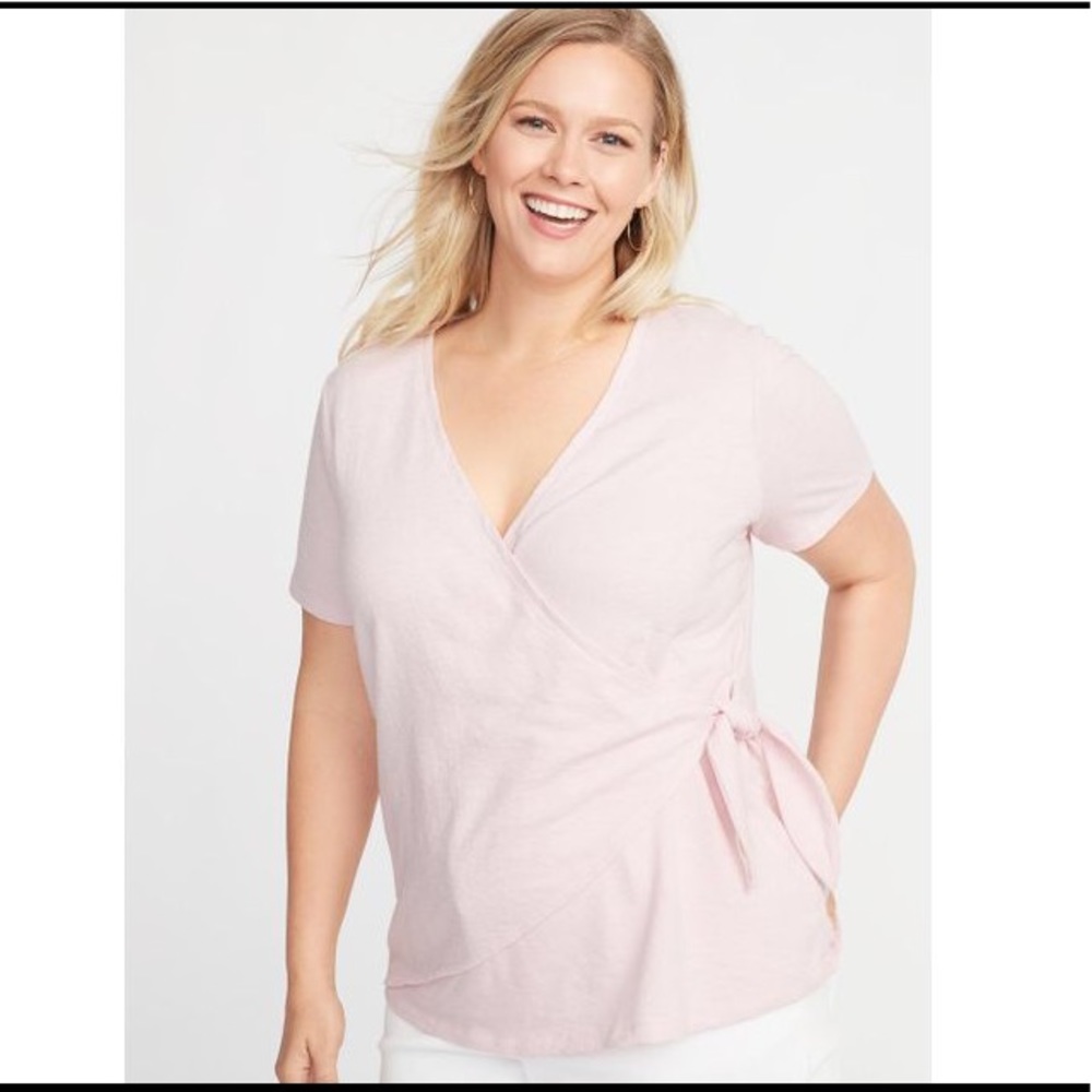 Old Navy Wrap Front Side Tie Top in Light Pink